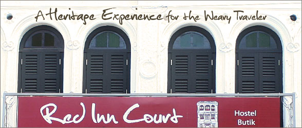 Red Inn Court heritage guesthouse facade in Georgetown, Penang